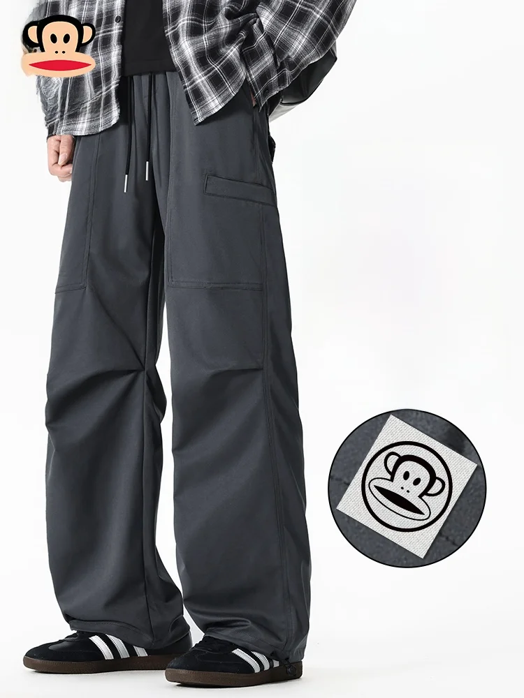 

PaulFrank Spring New American Sle Casual Pants Men's Folded Straight Leg Workwear Loose Fit Zipper Waist Faion Ci