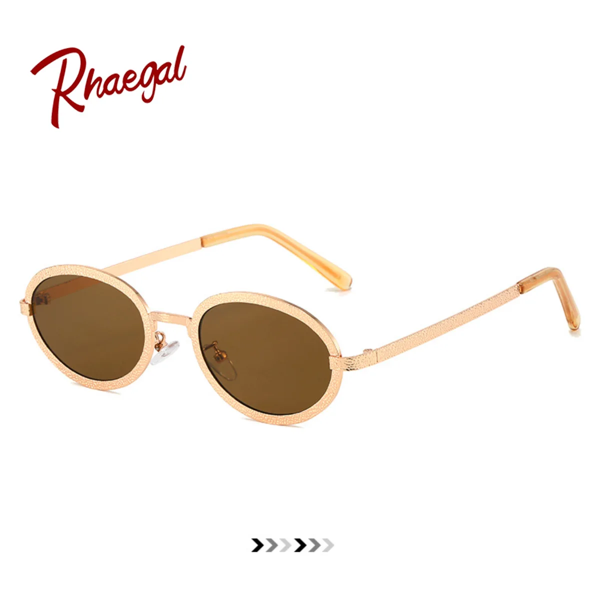 Rhaegal Small Vintage Metal Frame Oval Sunglasses for Women Fashion Trendy Outdoor Travel Vacation Sun Glasses Eyewear 2024 New