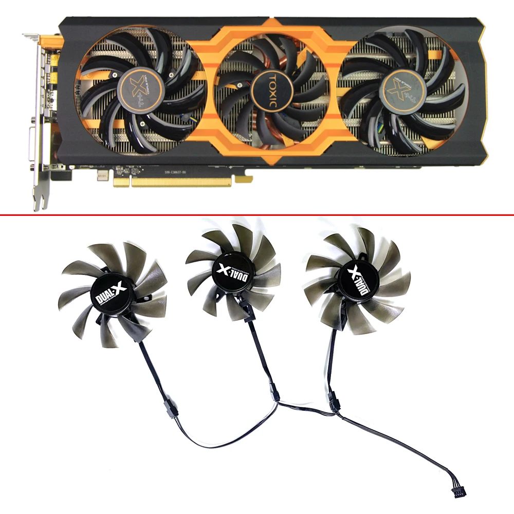 Double Ball 85MM 75MM DIY Cooling Fan FD7010H12S 0.35A 4PIN TOXIC R9 270X GPU FAN For Sapphire Radeon Toxic R9 270X 280X FAN