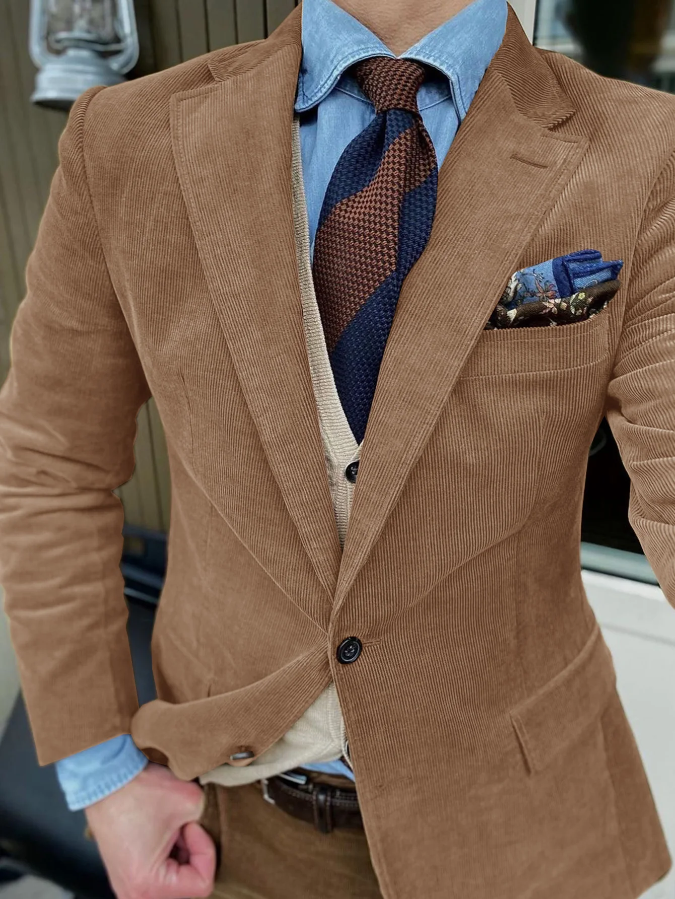 

Men's Corduroy Autumn Winter Jacket 2025 New Style Casual Elegant British Italian Button Pocket Formal Comfortable Coat