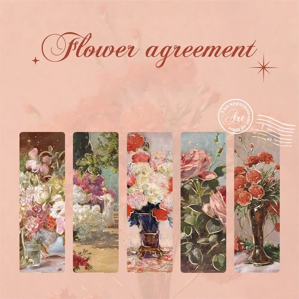 

5 шт./компл., романтическая закладка для горячего тиснения, картины маслом, ПВХ, отметка для чтения, подарочная книжная карта