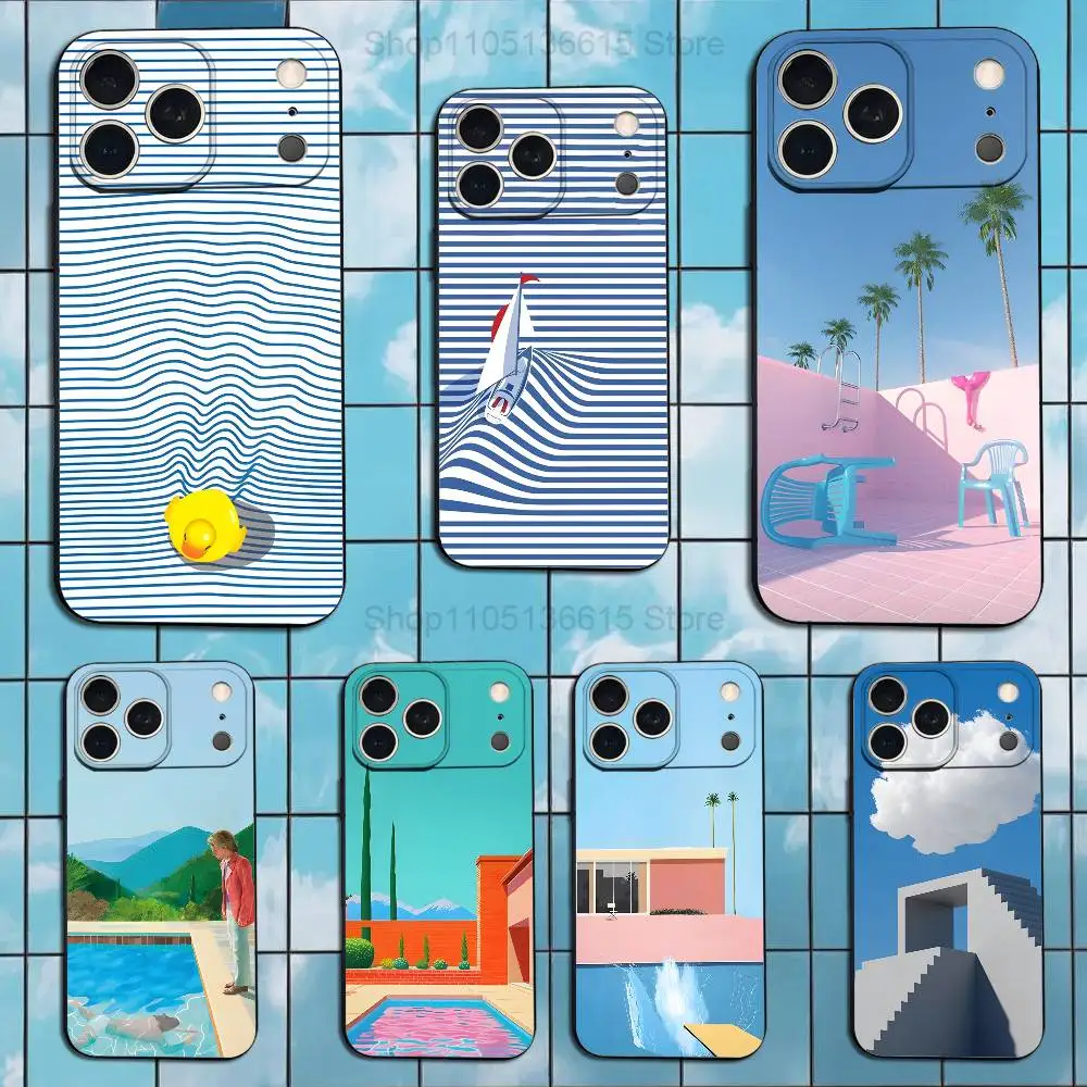 

D-David Art H-Hockney Phone Case For iPhone 17,16,15,14,13,12,11 Plus,Pro Max,XS,X,XR,SE,Mini,8,7,Soft Silicone Black Cover