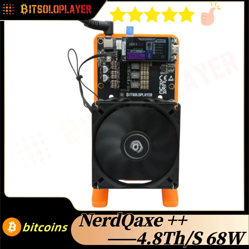 NerdQaxe++ 4.8TH/s 68w 4 PCS BM1370 Asic Chip SHA-256 Algorithm Bitcoin Solo miner With 120W power supply