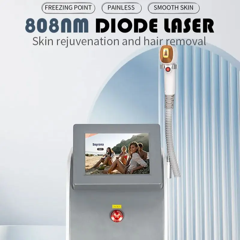 

New Portable 808nm 3wave Diode Laser Hair Removal Ice Titanium Body Permanent Depilation Machine Permanent Painless Depilation