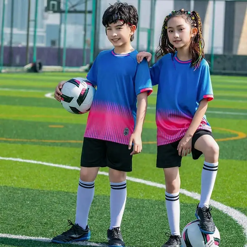 Kids football Uniforms boys girl Youth Soccer Jersey set Home Short Sleeve Kids Kit Shorts child Soccer Jersey set Sportswear