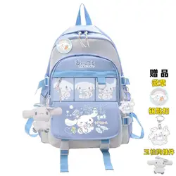 Sac à dos Cinnamoroll Anime Sanrioed en peluche pour enfants, cartable bleu pour fille et garçon, sac d'école étudiant Kawaii, grand cadeau pour ordinateur