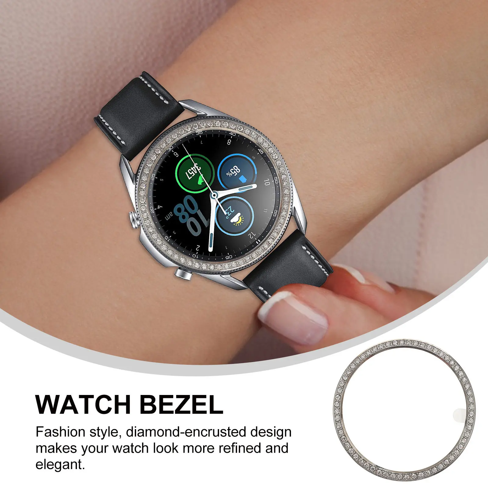 1Set Refined Diamond-Encrusted Watch Bezel Ring 3 41Mm Alloy Construction Stylish Elegant Lightweight Durability