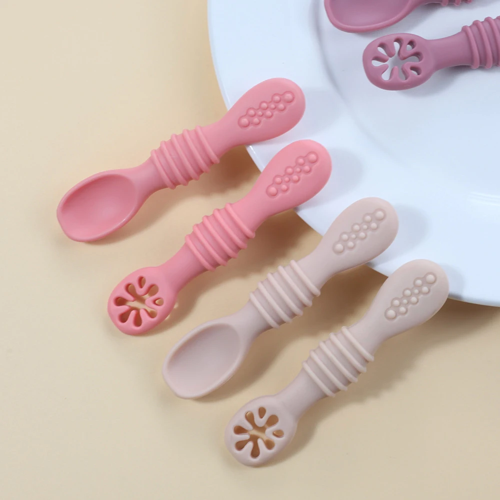 Baby Meal Spoon Set Food Grade Silicone Sticky Spoon Children Sticky Spoon Soup Spoon Fruit Color Silicone Training Spoon
