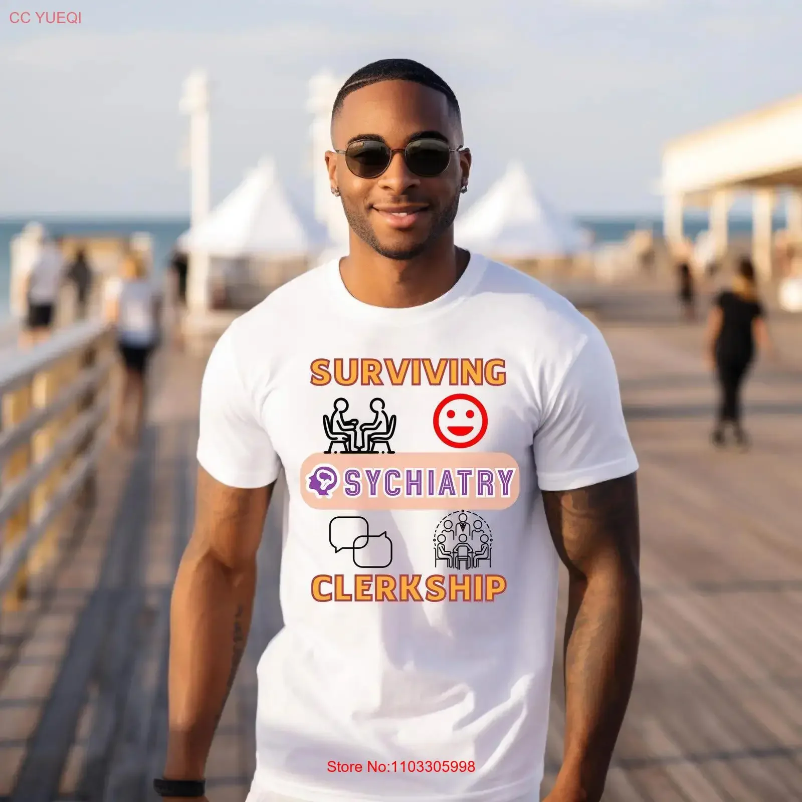 T-shirt humoristique pour étudiant en médecine : « Surviving Psychiatry Clerkship » – Humour médical, futur psychiaticien, style vintage délavé