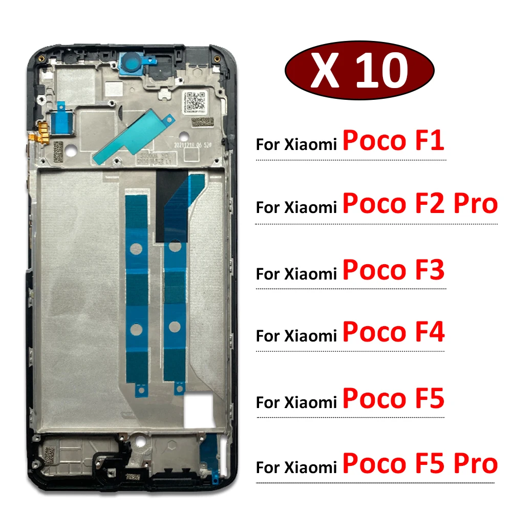 10Pcs, Front Frame For Xiaomi Poco F1 F2 F3 F4 F5 Pro Middle Frame Bezel Housing Replacement Parts