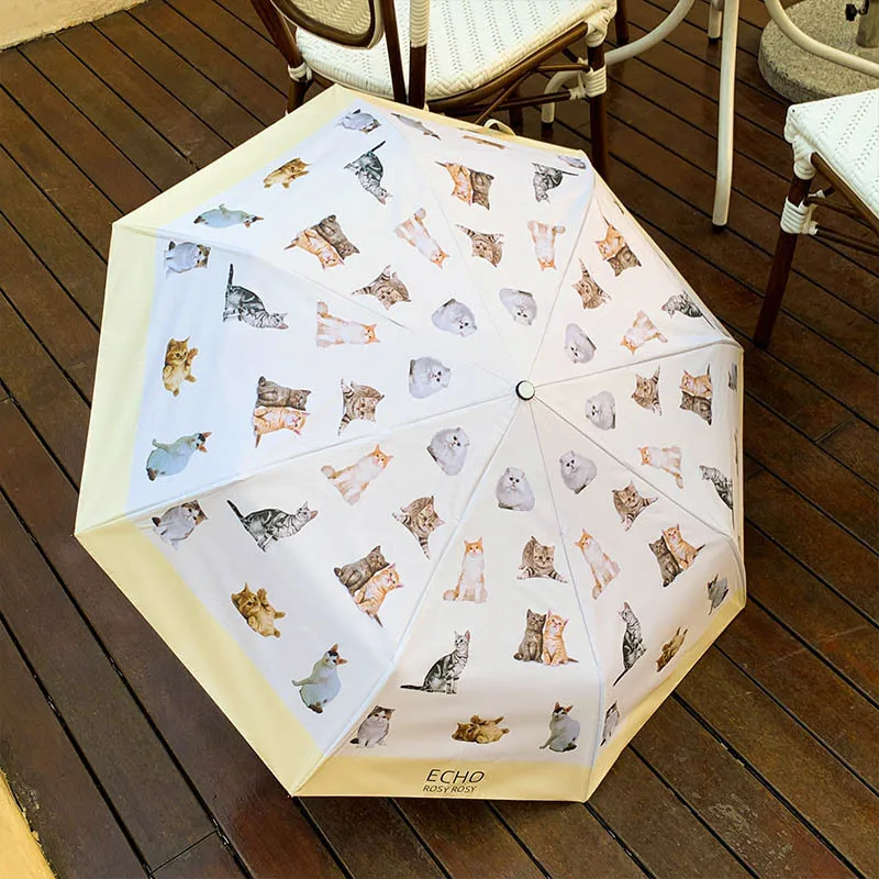 Sunshade folding umbrella,Wind and rain resistant,Super cute cat,Automatic Umbrella,UV resistant adult umbrella,Home furnishings