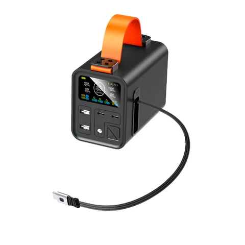 Внешний аккумулятор (Power Bank) 60000 мАч с выдвижным кабелем USB Type-C 12В/24В DC, быстрая зарядка PD100W для ноутбуков, iPhone, Samsung, Xiaomi