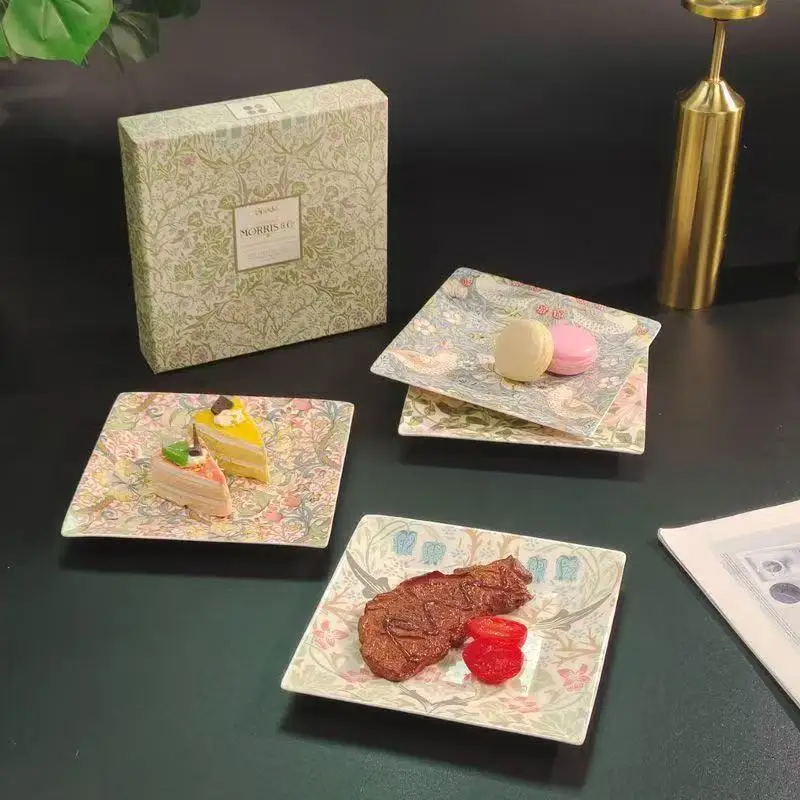 Luxury Plant Flower Plate Home Banquet Afternoon Tea Dessert Plate Restaurant Hotel Salad Plate
