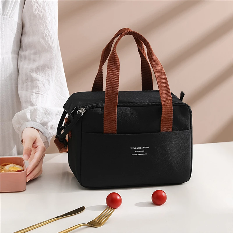 Portable Lunch Bag For Thermal Insulated Lunch Box Tote Cooler Handbag Waterproof Bento Pouch Office