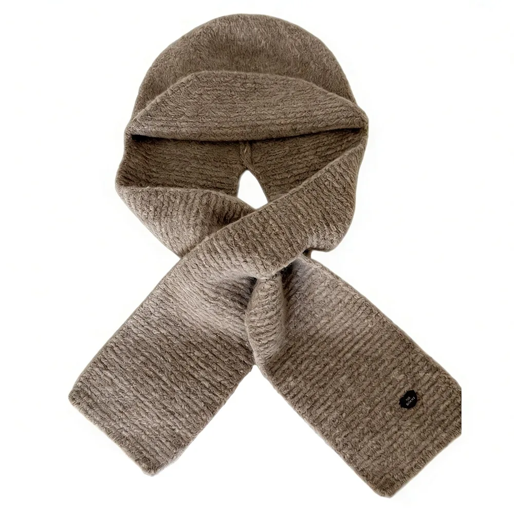 

Y2K Style Thickened One-Piece Scarf Cap Pullover Style Knitted Hooded Hat Fashionable Design Ear Protection Hat Autumn Season