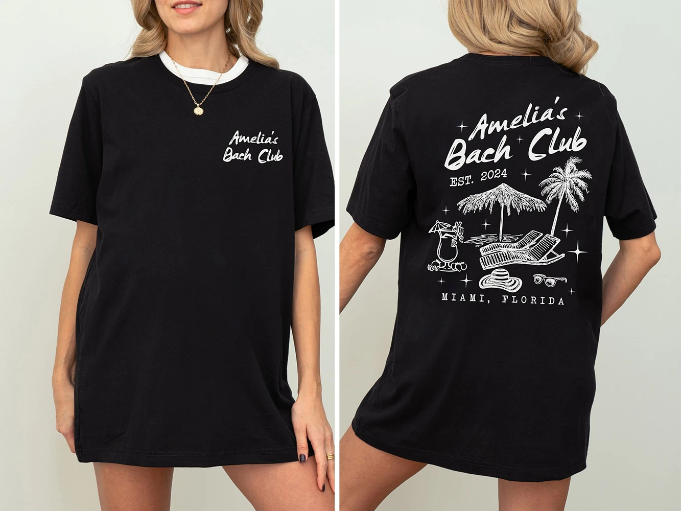 Custom Beach Bachelorette Shirts Beach Bride Shirt Funny Double-Side Print Unisex Shirts Cotton Y2K Top Daily Trendy Streetwear