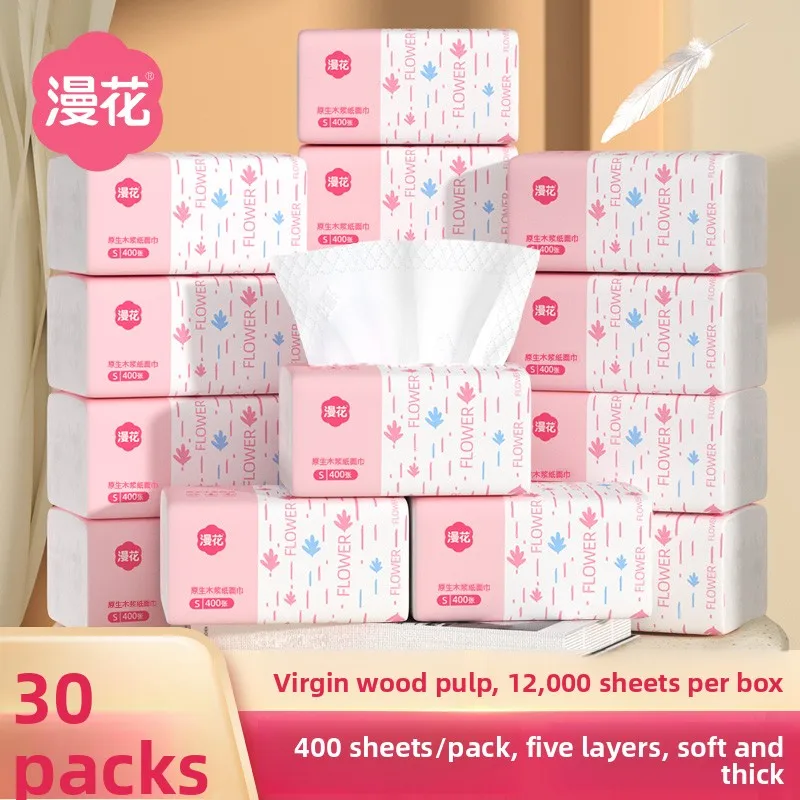 Manhua 400 Servilletas Higiénicas en Caja, Servilletas de Papel Resistentes al Aceite para el Hogar, Compra al por Mayor