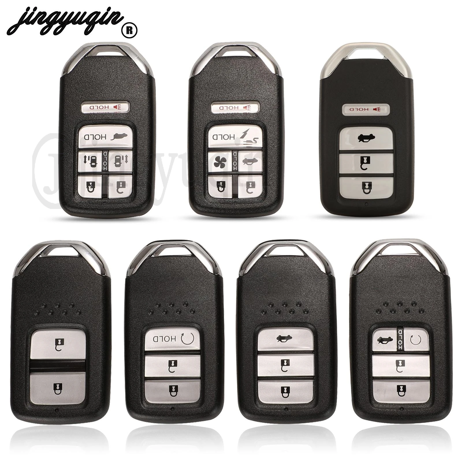 

jingyuqin 2/3/4/6 Buttons Remote Smart Key Shell Fob For Honda City Jazz XRV Venzel HRV Key Case Uncut Blade Replacement