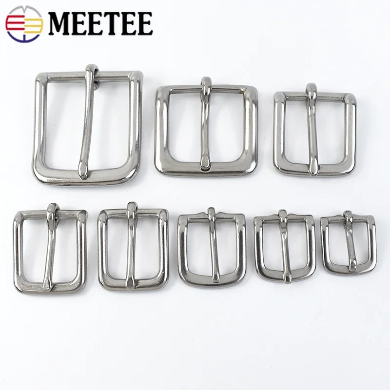 Meetee 2/4pc ID16-39mm Stainless Steel Pin Belt Buckle Apparel Bags Strap Buckles DIY Luggage Leather Crafts Decoration Material