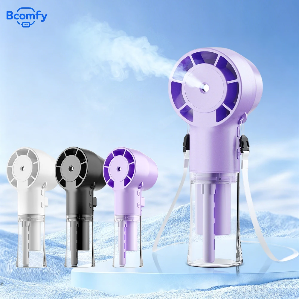 

Mini Mist Fan Portable Handheld Fan Neck Hanging Fan USB Rechargeable Cooling Fan with Spray 4 Speed Winds Low Noise Air Cooler