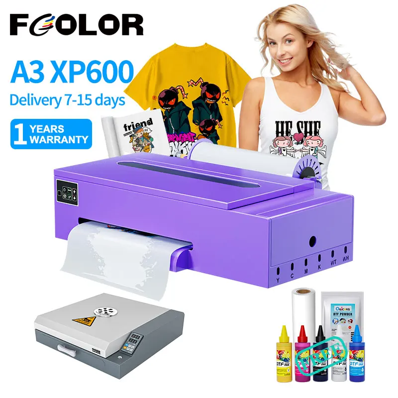

New Arrivals Single XP600 Print Head A3+ Purple DTF Printer 30cm 33cm Direct Transfer Film Printer Machine for T-shirt