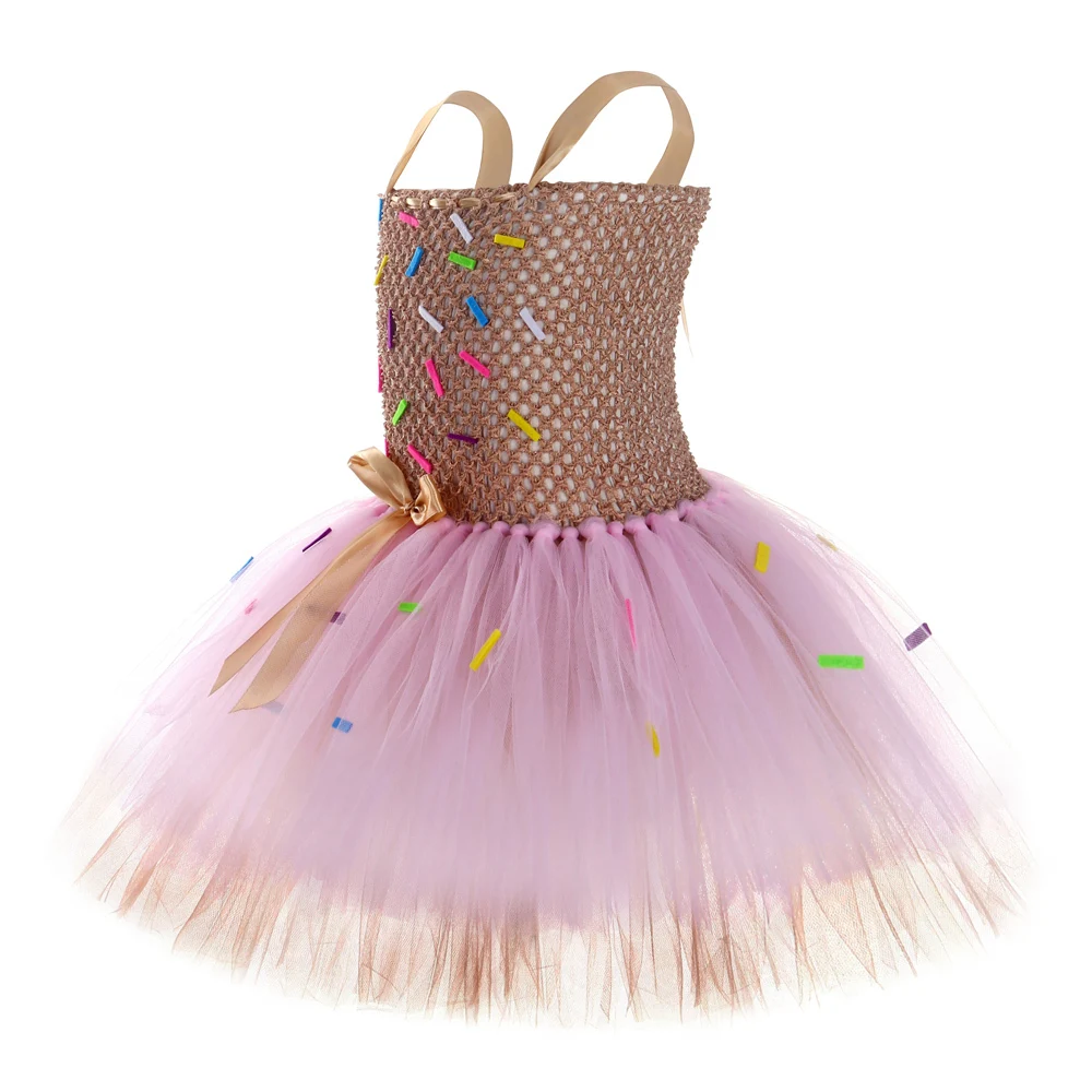 Baby Girls Candy Donuts Tutu Dress for Kids Doughnut Birthday Party Costumes Toddler Girl Photoshoot Tulle Outfit New Year Gift