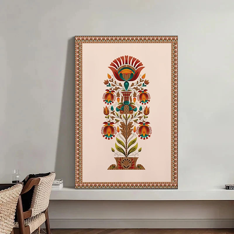 2027Folk Art Persian Floral Print Vintage Tree of Life Lotus Flower Canvas Prints Painting   new