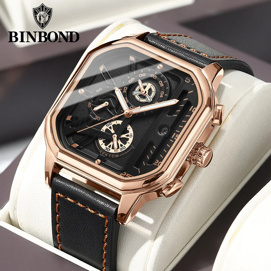 

Chronograph Wrist Watche For Men Casual Fashion Sports Luxury Leather Strap Clock Business Wristwatch Waterproof Date Watch