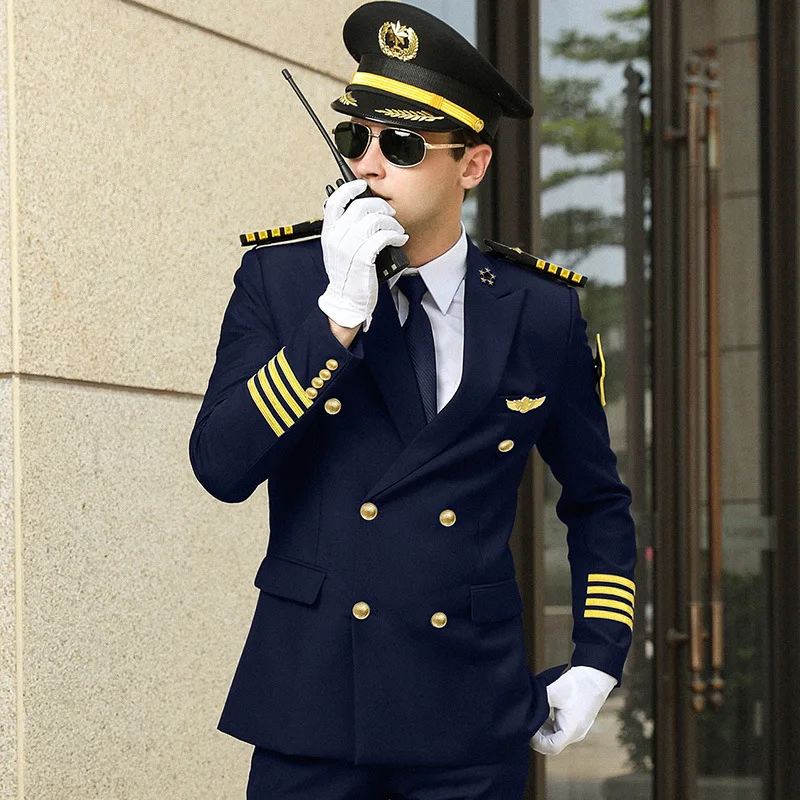 

New male security order clothes spring and autumn suits blue sales office image post concierge clothes security suits