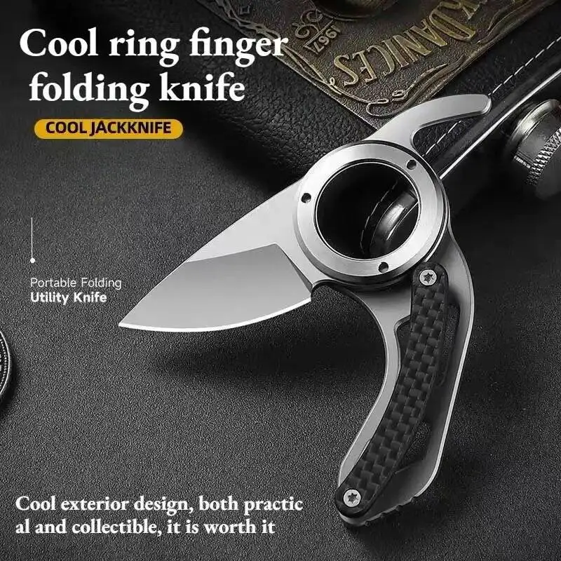 Mini foldable ring knife EDC, slim pocket knife, pocket knife, fruit knife, outdoor cutting knife