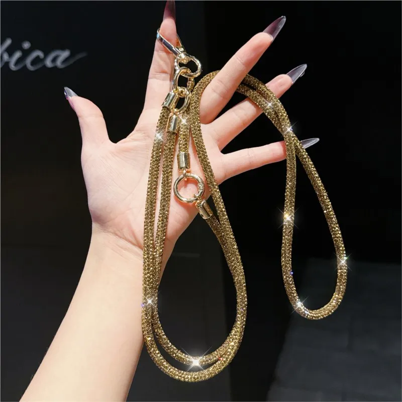 

Fashion Crystal sparkles Universal Crossbody bag chain Phone Lanyard For Iphone17Pro Samsung Neck Diamond Portable Chain Lanyard