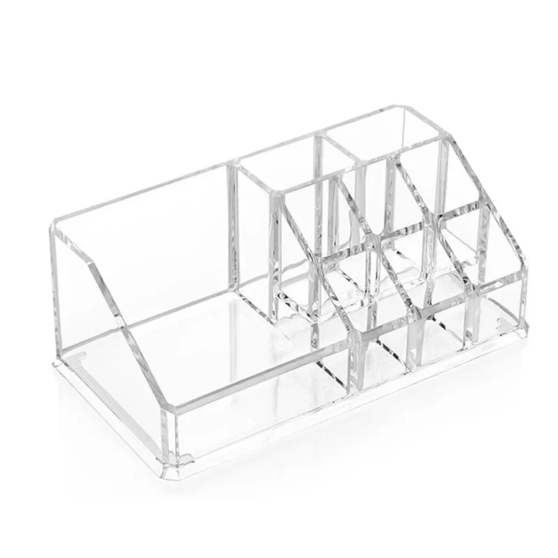 

Transparent Acrylic Cosmetic Organizer Lipstick Jewelry Storage Box Makeup Brush Organizer, Eyebrow Pencil Storage 9 Compartment