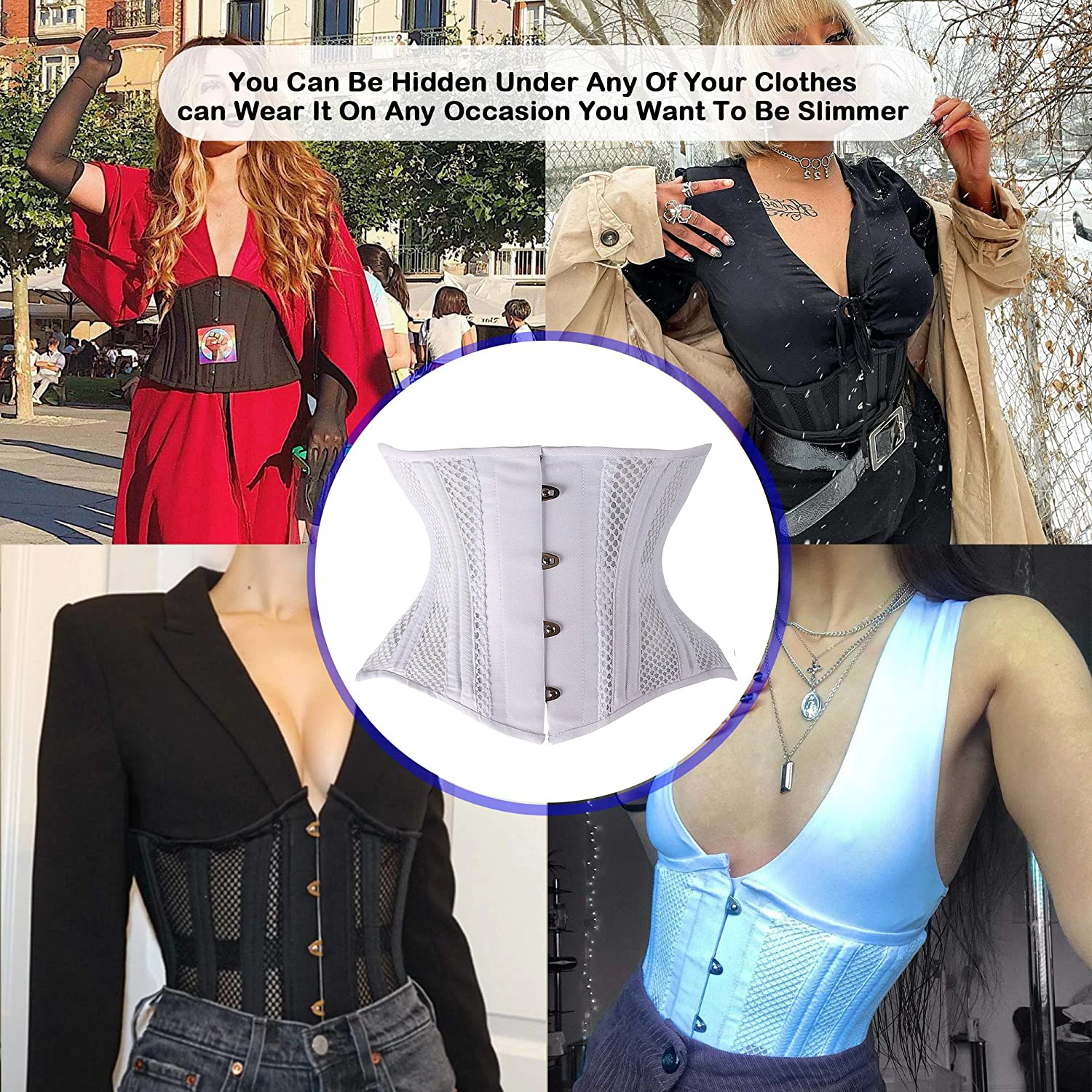 Short Torso Corset Hourglass Waist Trainer Gothic Bustier Corset Steel Bone Belly Slimming Sheath Shapewear Women Modeling Strap