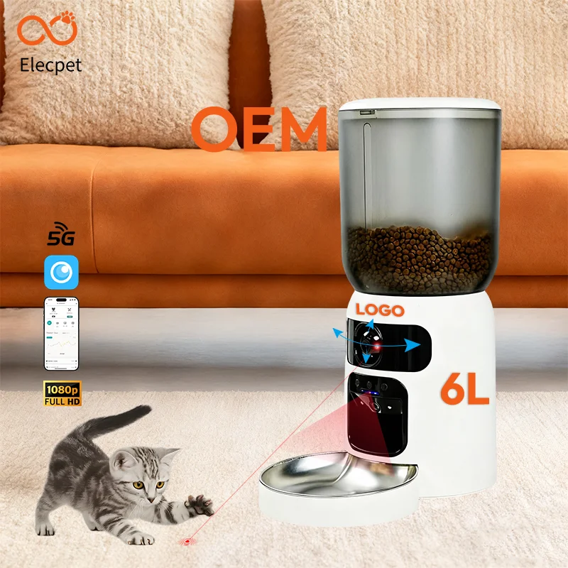 

2026 New Smart Pet Feeder Remote Control Microchip Laser Pet Teasing 2 Cameras 1080P HD Night Vision