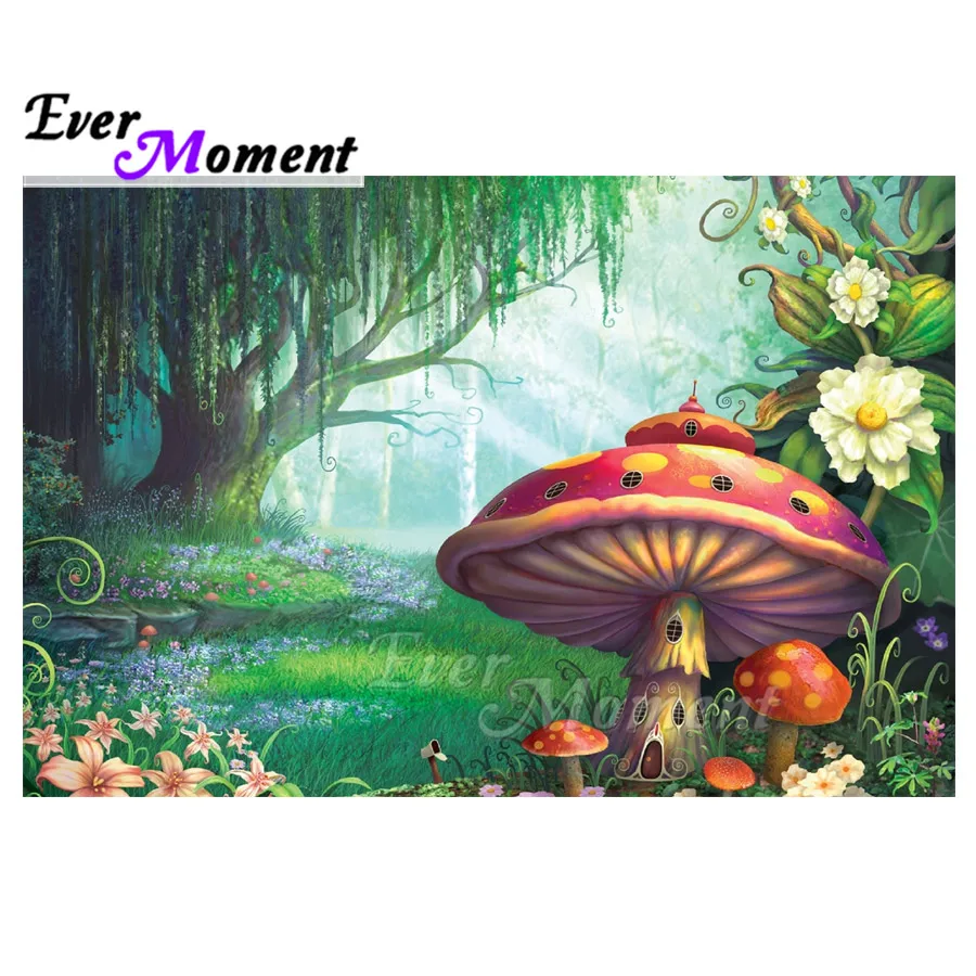 Ever Moment Diamond Painting Picture Of Rhinestone Mushroom Forest Willow Full Square Drill 5D DIY Diamond Embroidery ASF1910