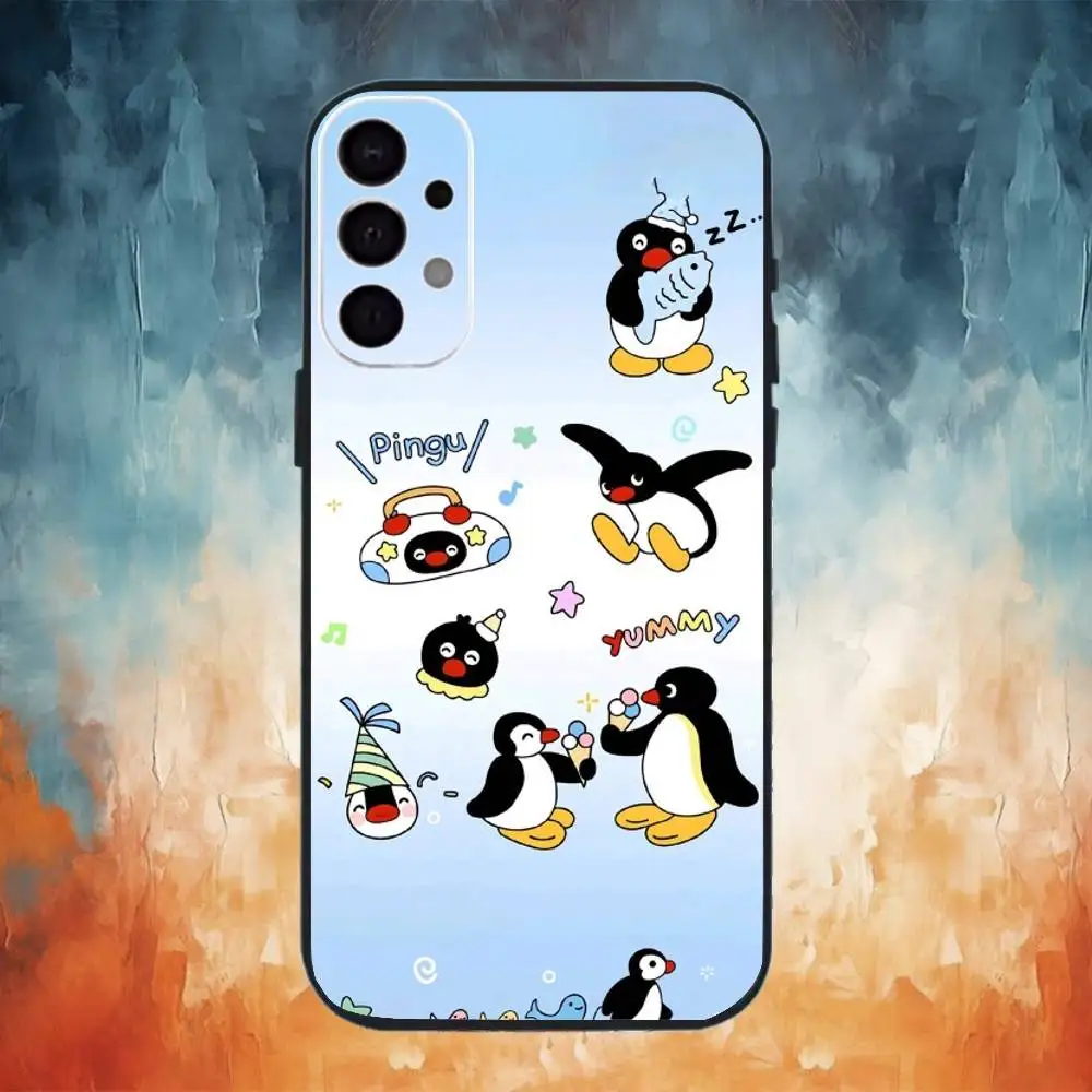 Capa de telefone pinguim pinguim dos desenhos animados para samsung s25, s24, s21, s22, s23, s30, ultra, s20, plus, fe, nota, 10.9,5g capa preta