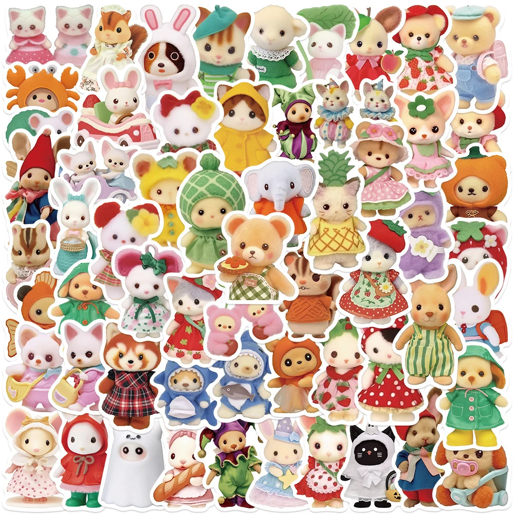 

10/30/60pcs Cute Fruit Critter Animal Cartoon Stickers Kawii Kid DIY Decal Toy Stationery Suitcase Laptop Phone Graffiti Sticker