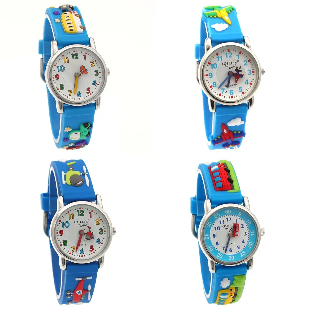 Cartoon Bus Dinosaurus 3d Siliconen Kinderhorloge Student Jongens Meisje Quartz Horloge Groothandel Kinderen Sporthorloge Kids Gift Klok A27