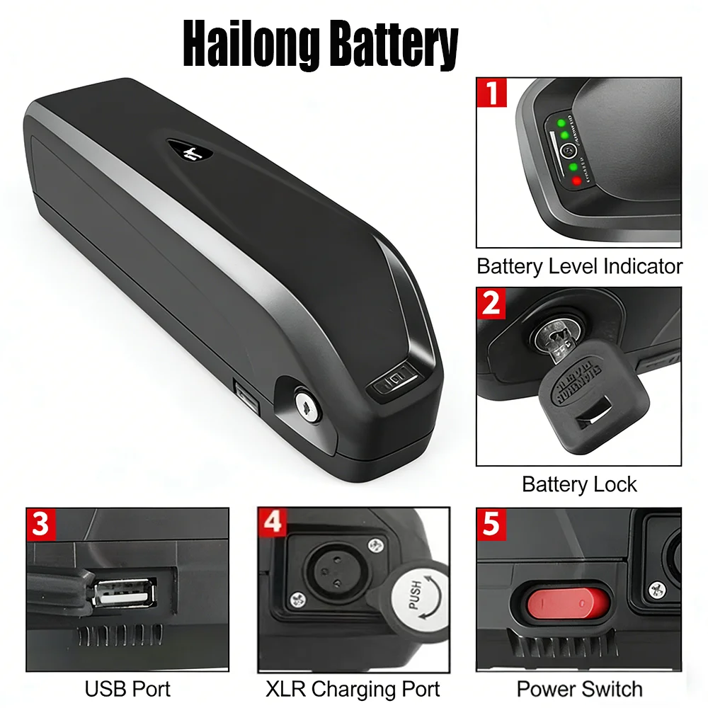 

New Hailong high-capacity battery 20-40Ah 36V/48V/52V bottom tube battery,suitable for Isinwheel M10 Jasion RetroVolt+charger