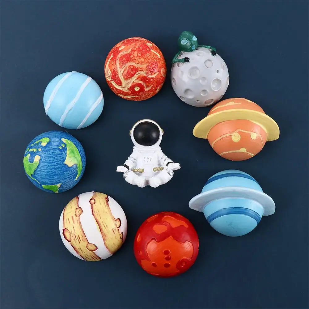 Refrigerator Magnet Cartoon Creative Planet Magnetic Sticker Fridge Magnet Decoration Space Shuttle Jupiter Saturn Earth