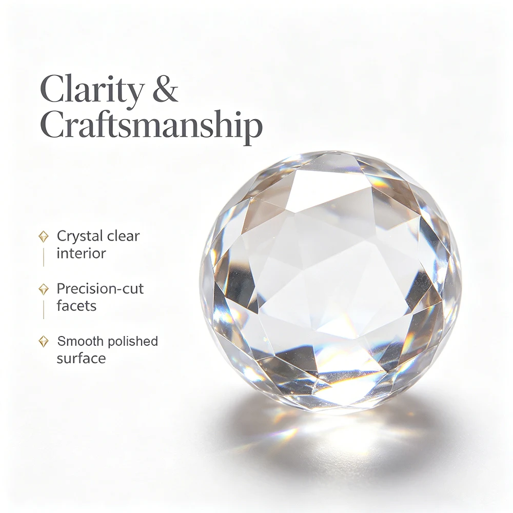 1pc Natural Stone Clear Quartz Crystal Faceted Cut Sphere Crystals Stones Gemstones Minerales Home Decoration DIY Accessories