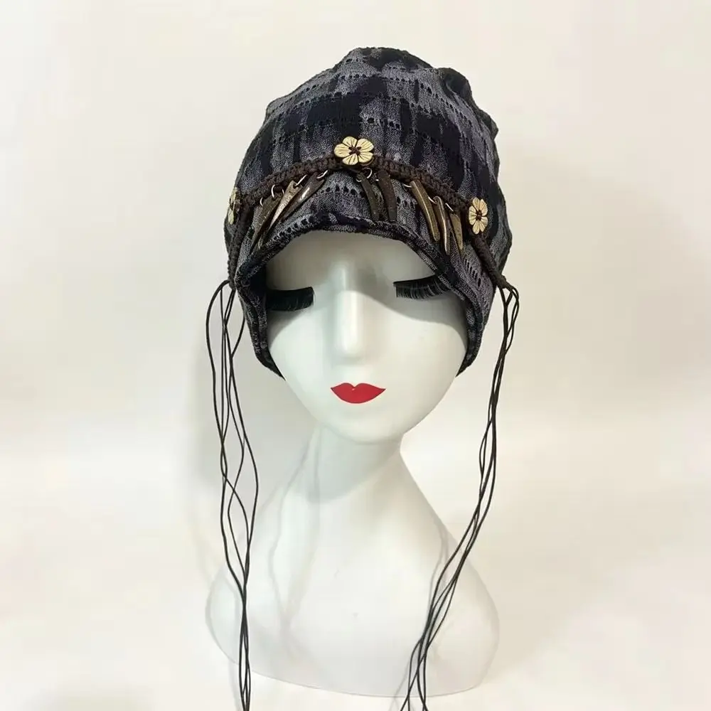 Hair Cover Retro Ethnic Stye Beanie Wood Decoration Boho Vintage Pullover Hat Soft Y2K Windproof Head Wrap Outdoor Commuting