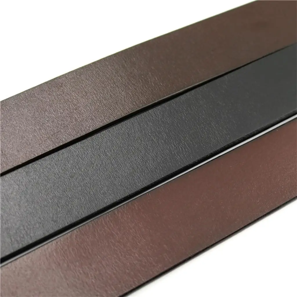 Mens Adjustable Cowhide Leather Belt Strap Vintage Buckle-free Replacement for Business Casual Pants and Jeans