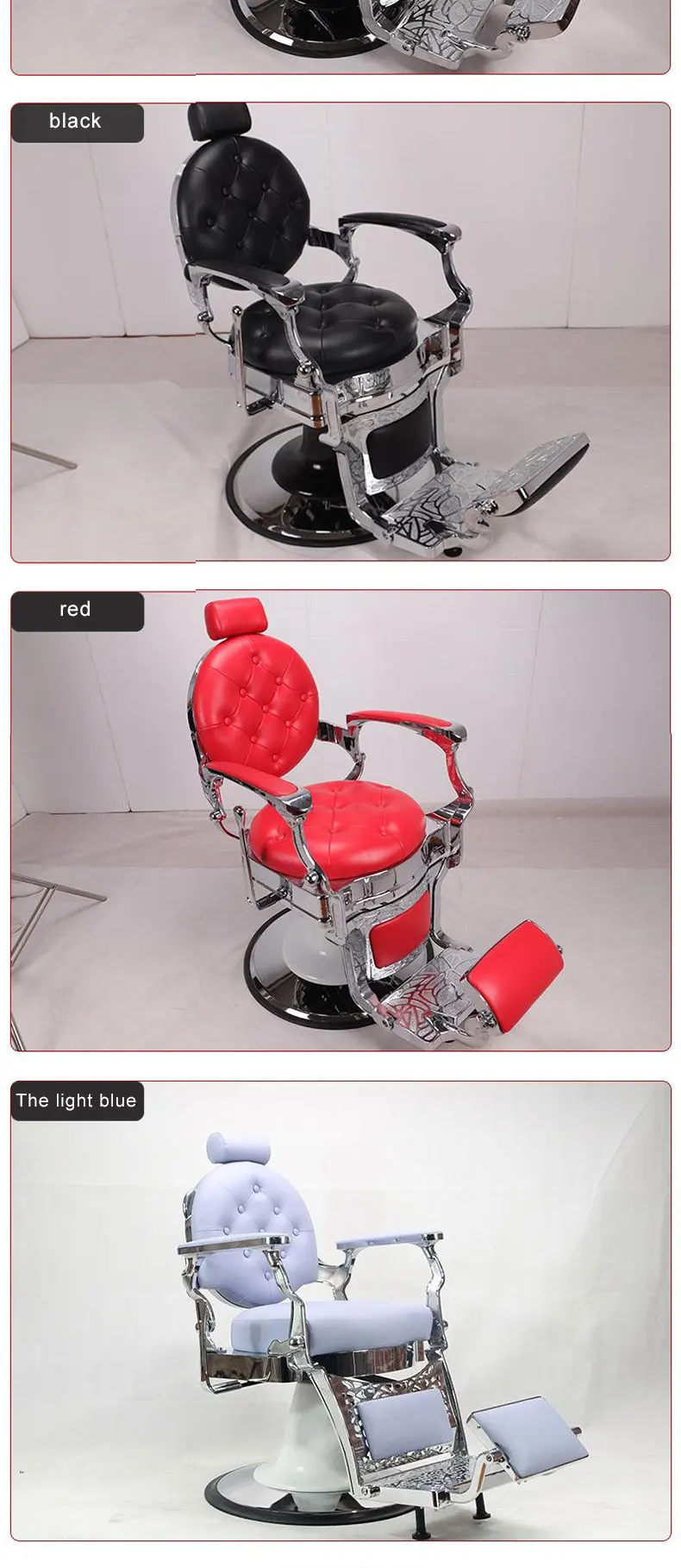 Modern Hair Barber Shop Salon Equipment Leather Beauty Salon Furniture Luxury Style Beauty Barber Chair Gold White Black Metal