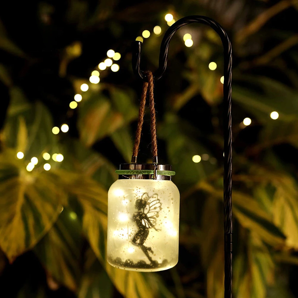 

Garden Hanging Mason Jar Lights Solar String Lights with Frosted Fairy Glass Lantern for Outdoor Yard Wedding Party Decoration