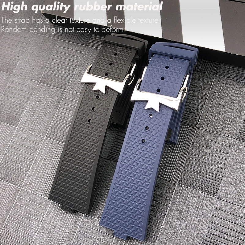 Quality Convex Type Fluororubber Watchband 24*7mm for Vacheron Constan Overseas 4500v 5500v Blue Black Orange White Watch Strap