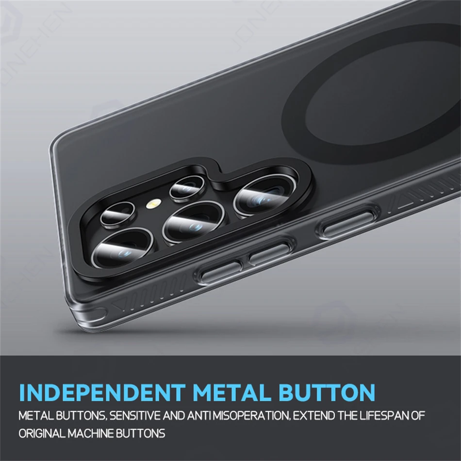 حافظة لهاتف Magsafe شفافة مضادة للصدمات لهاتف سامسونج جالاكسي S25 Ultra 25 Plus 5G Stong مغناطيسية غير لامعة غطاء حماية شفاف من البولي كربونات