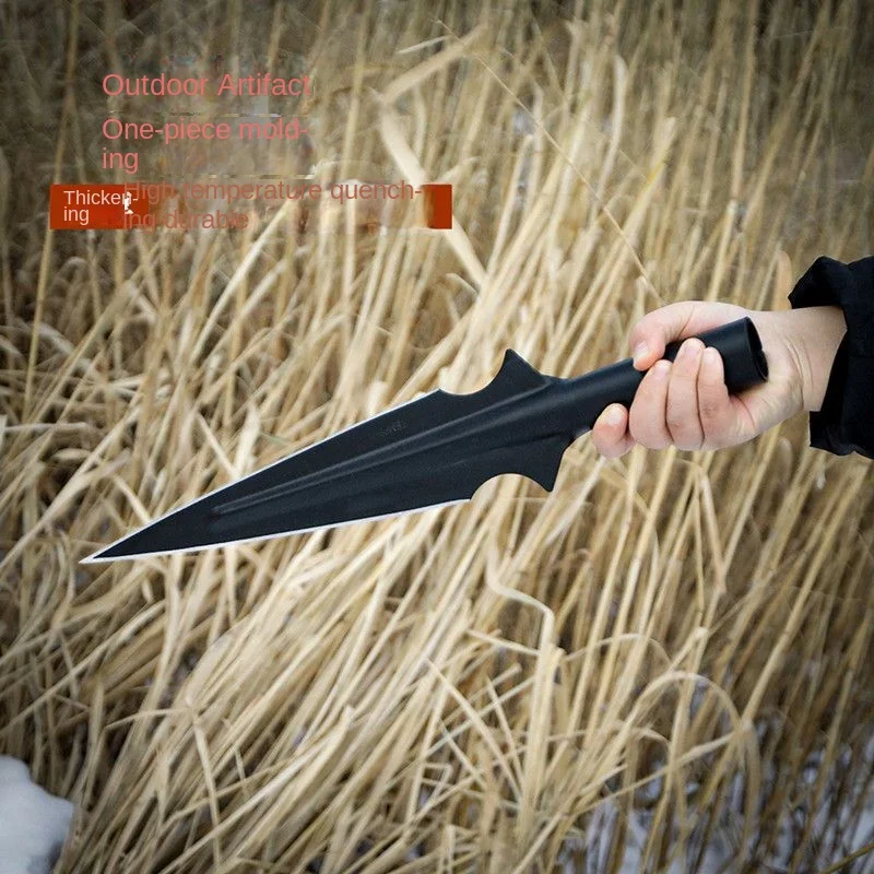 Outdoor Multifunctional Shovel High Manganese Steel Spear Head with Threaded Stainless Steel Tie Gun Head Detachable