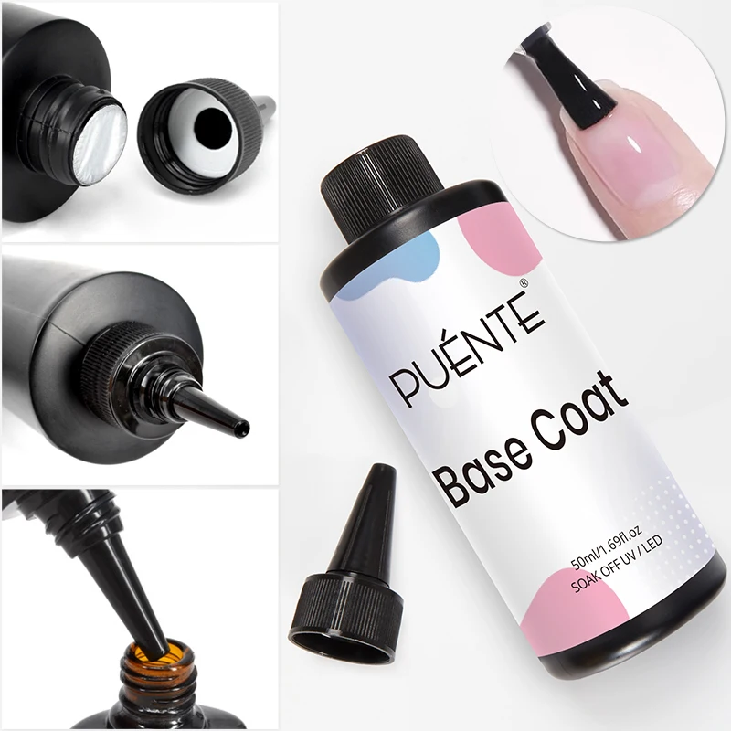 PUENTE 2 unids/set 50ML Gel Base cristal capa superior esmalte de uñas en Gel claro bajo alérgeno remojo UV barniz semipermanente para decoración de uñas