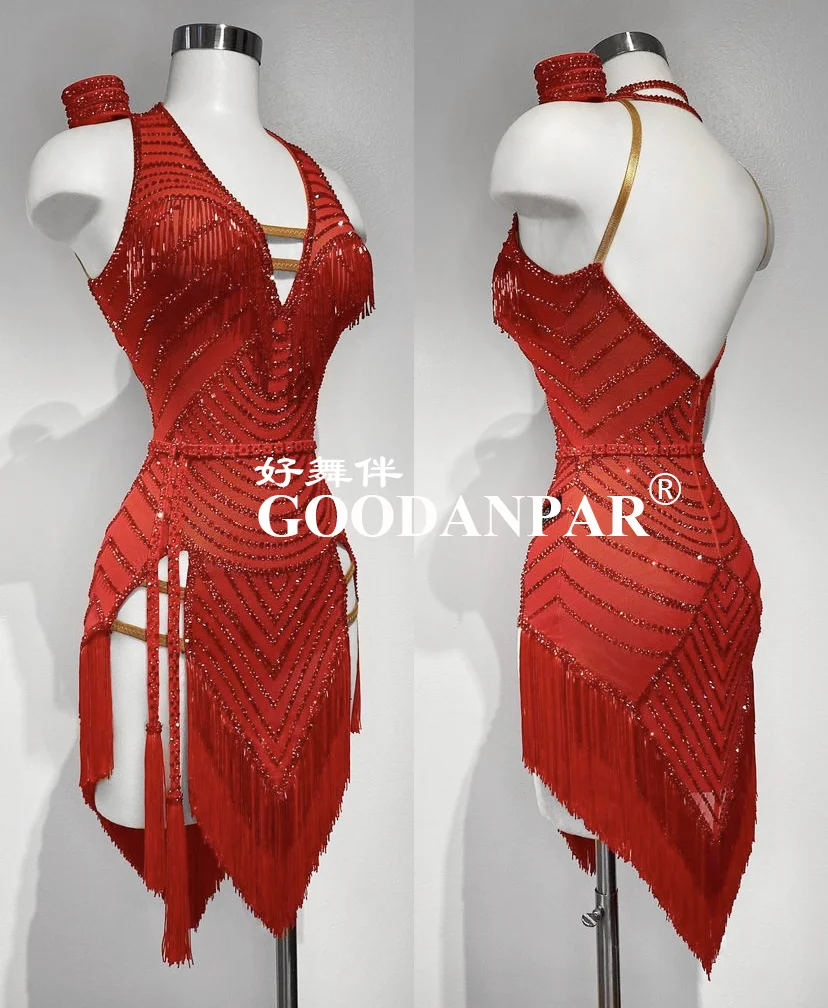 

New Style Latin Dance Dress Women Girls Dance Wear Salsa Samba Rumba Costume Sexy Dresses red
